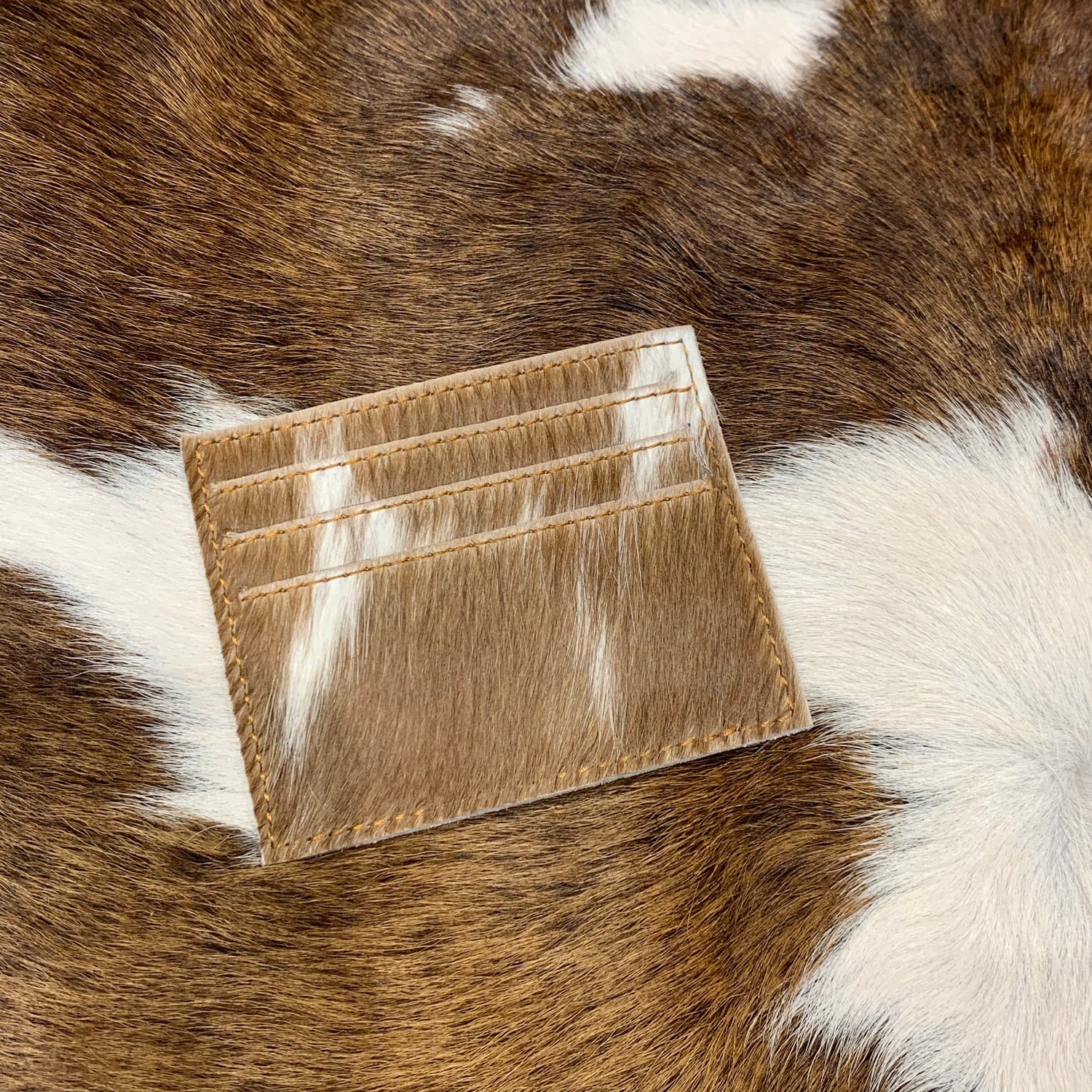 Card Holder Cowhide Assorted Tones Light Browns