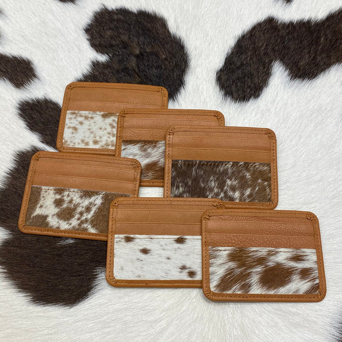Leather and hide Card Holder Assorted Tones tan