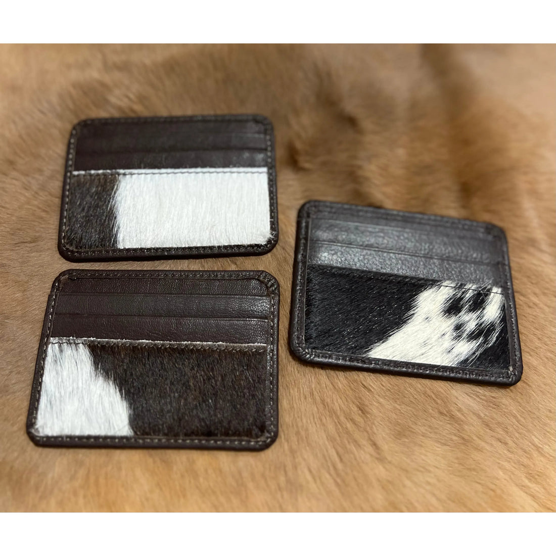 Leather and hide Card Holder Assorted Tones dark brown