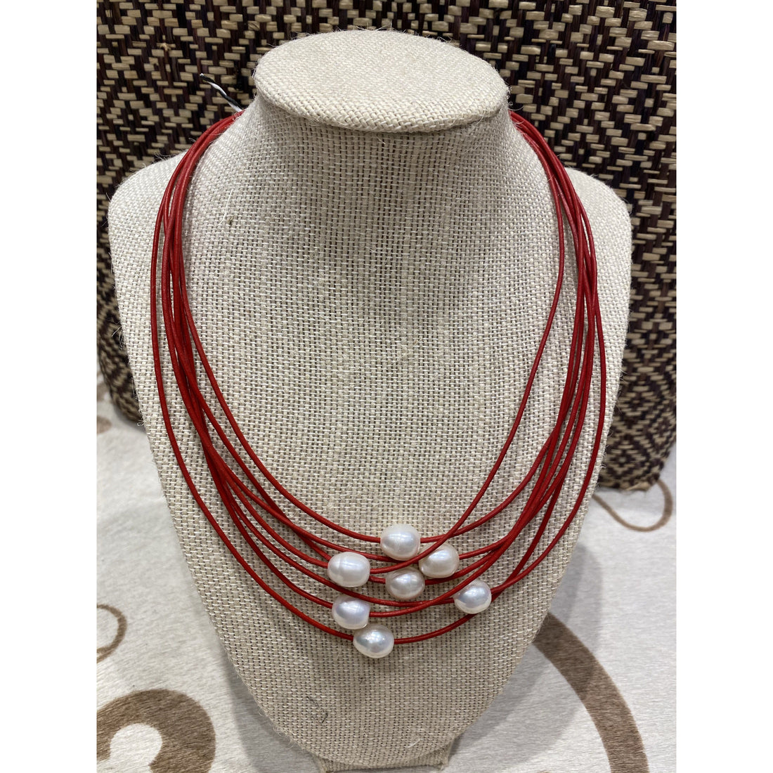 Pearl 7 layers Necklace Red