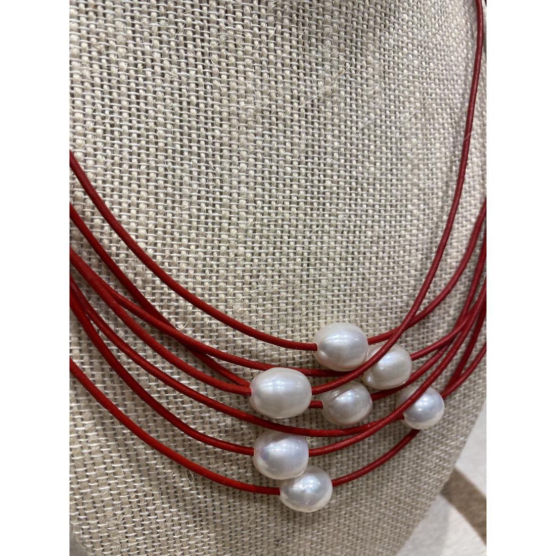 Pearl 7 layers Necklace Red