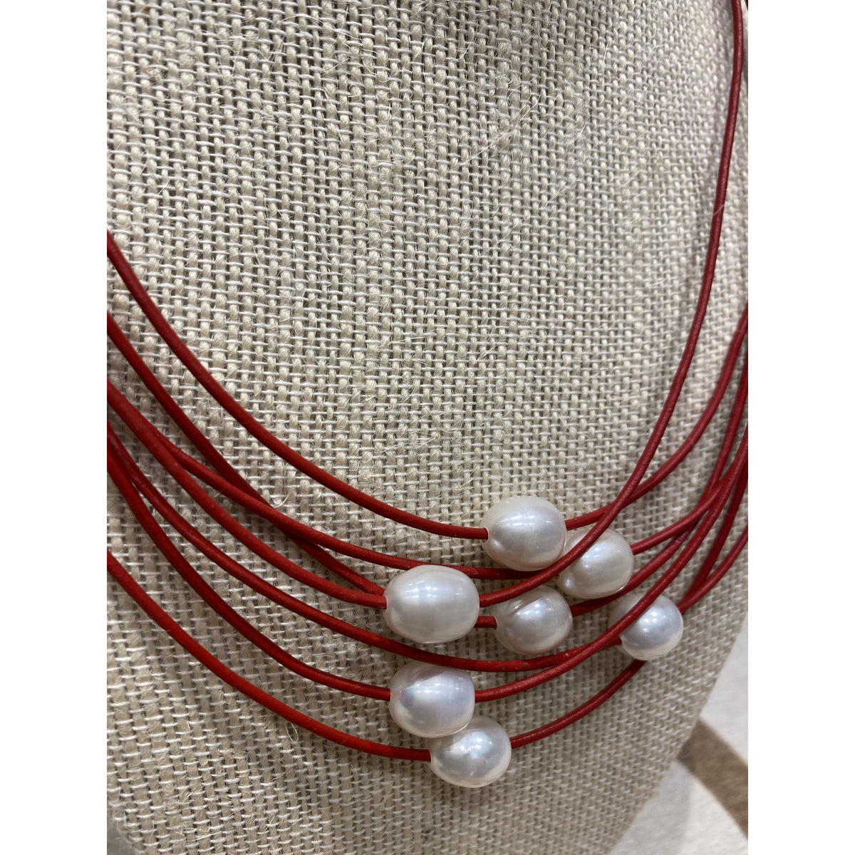 Pearl 7 layers Necklace Red