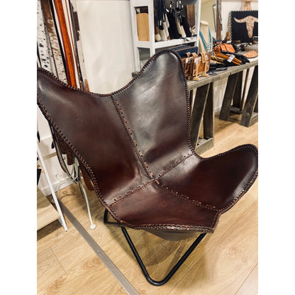 Brown Leather Butterfly Chair