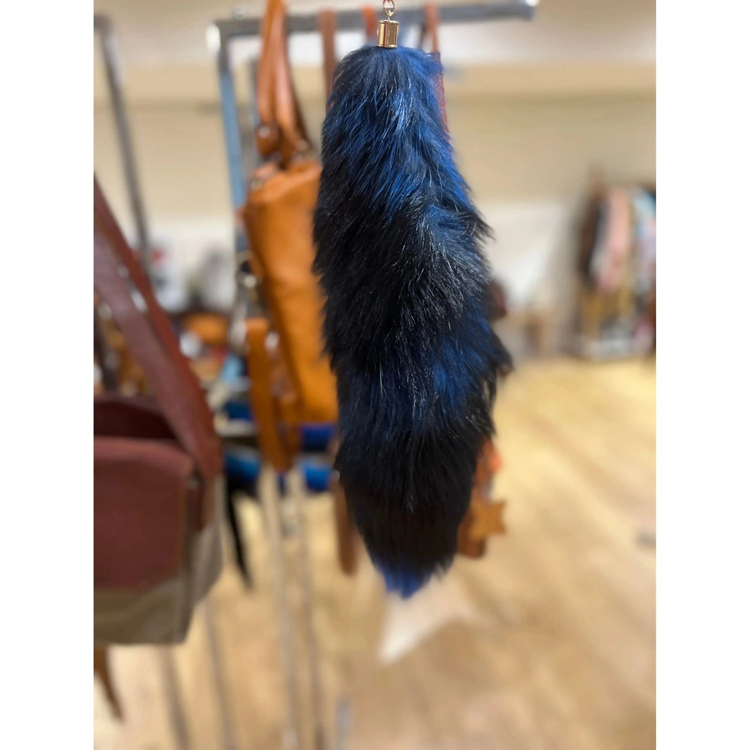 Blue Fox Tail Keyring keychain fox Chase Hide Pty Ltd