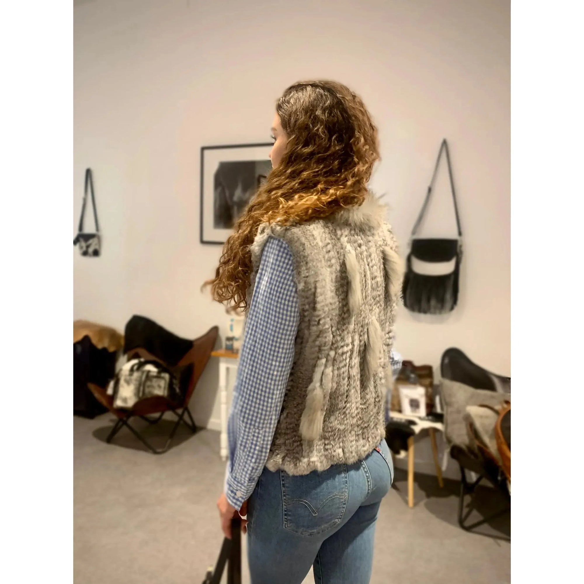 Gray hot sale fur vest