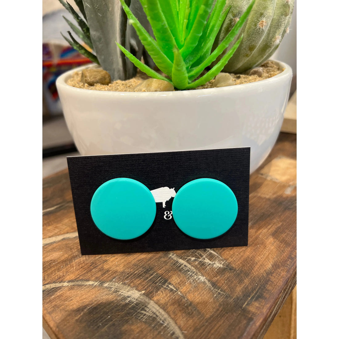 Large Button Solid Colour Earrings 