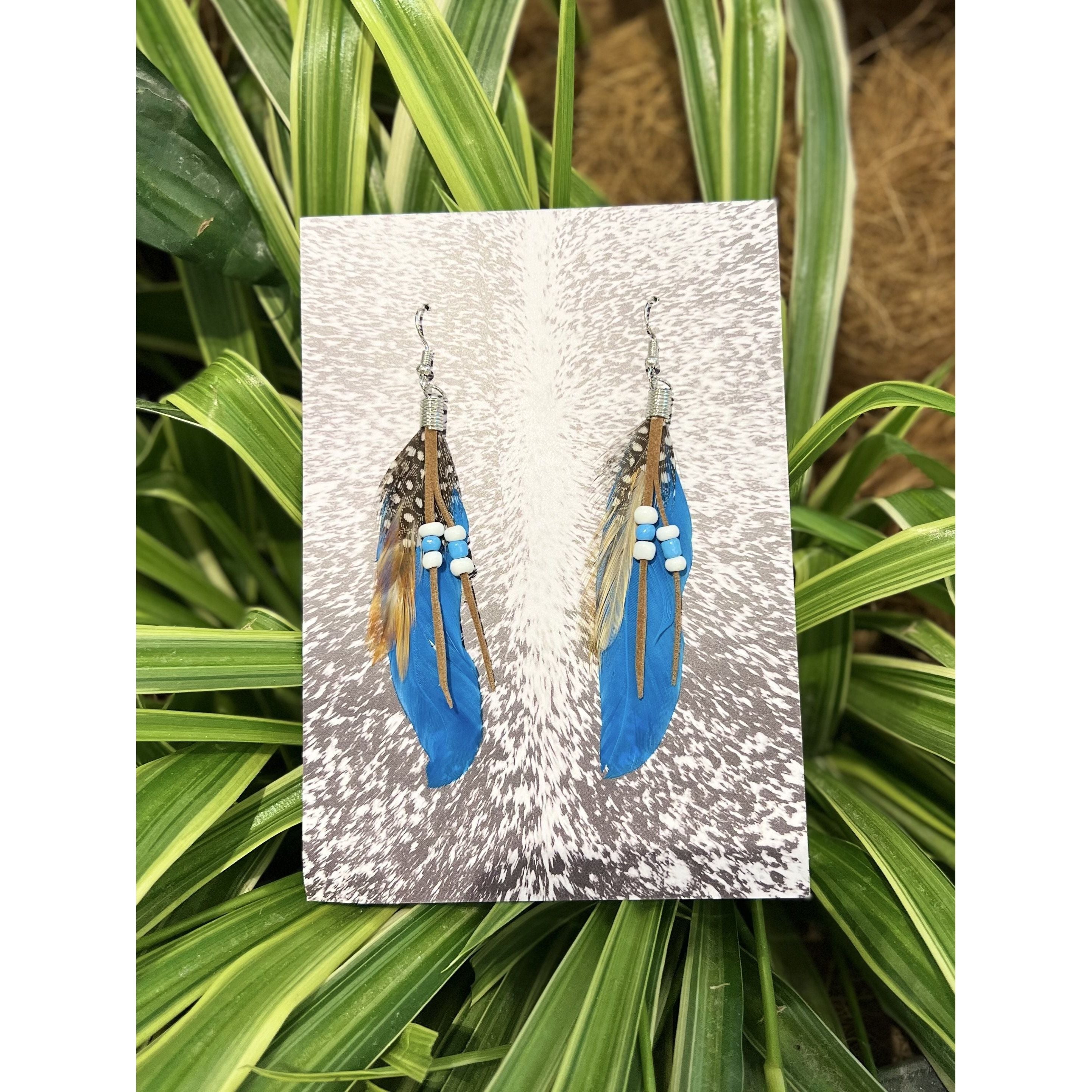 Royal blue feather earring 