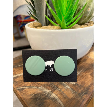 Large Button Solid Colour Earrings 