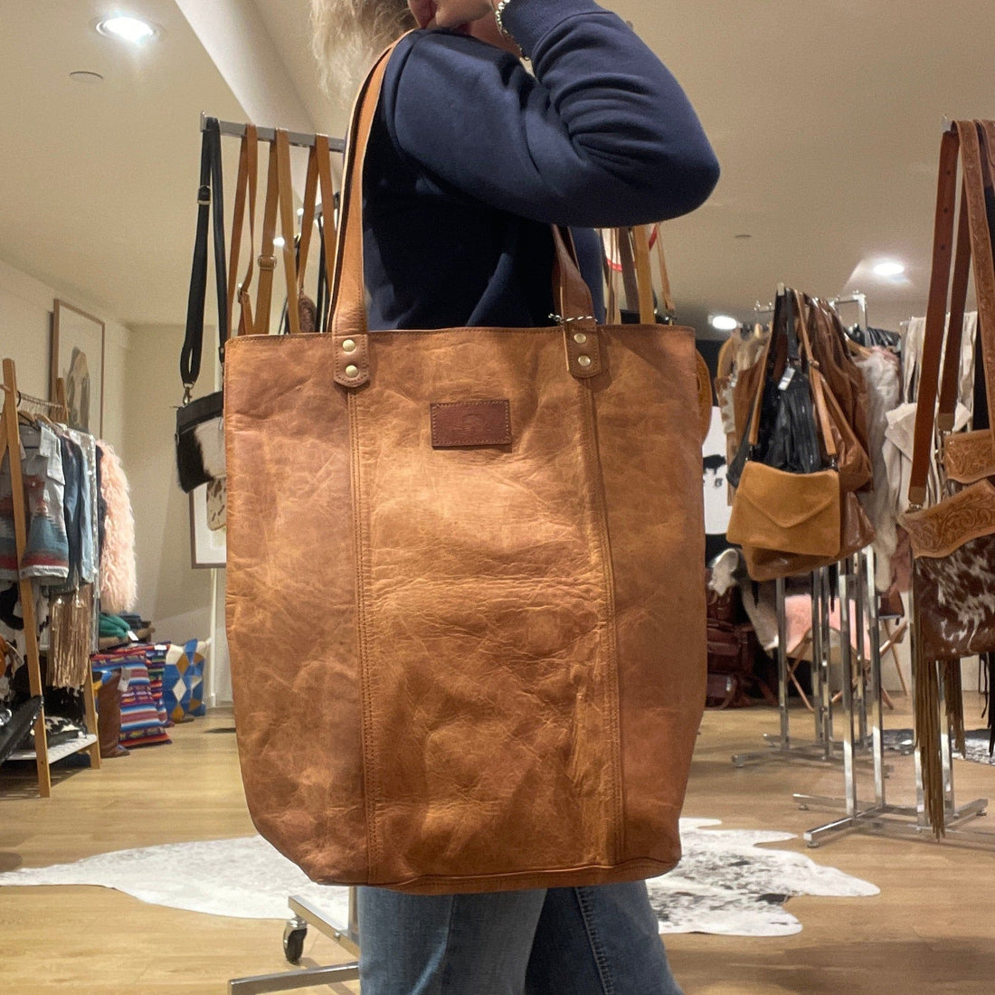 Texas leather tote