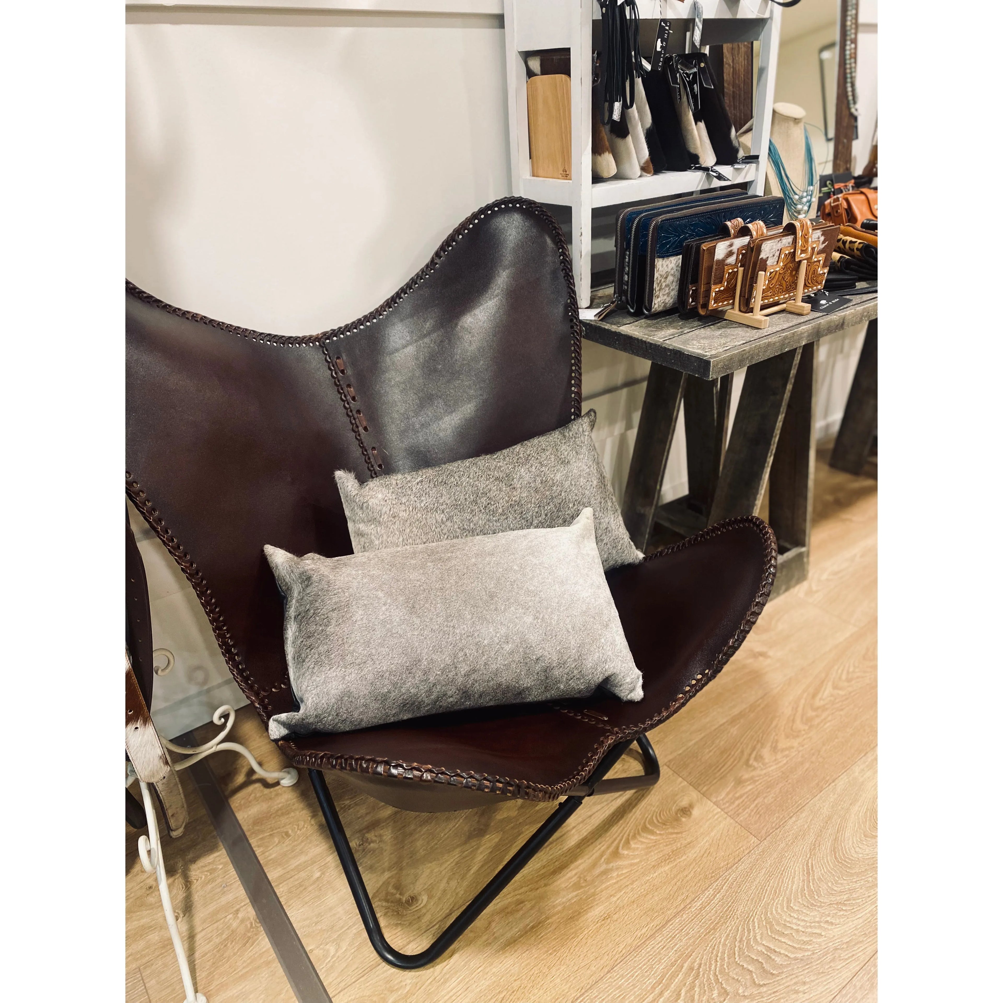 Brown Leather Butterfly Chair