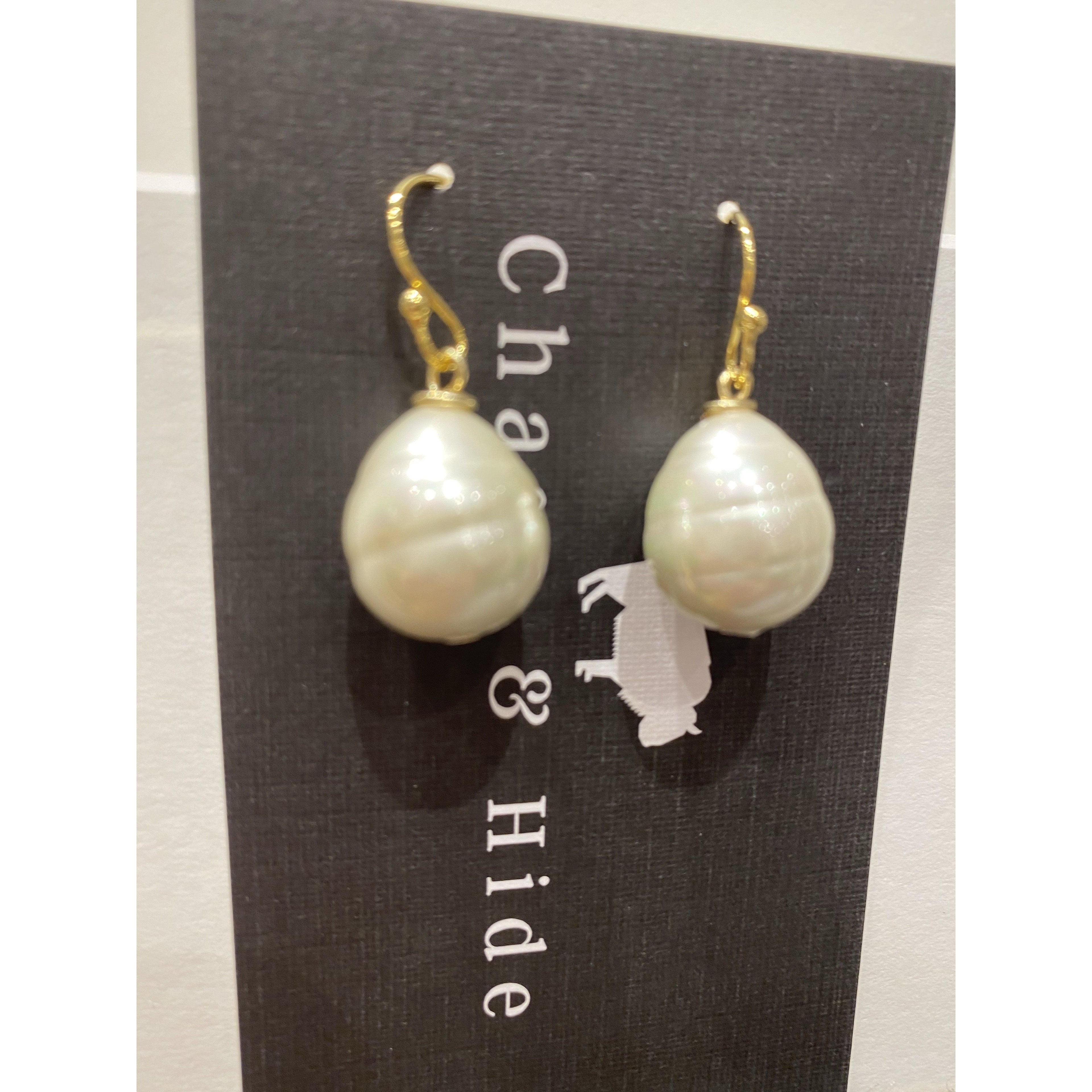 18ct gold filled &amp; pearl drop earrings 